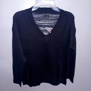 Black Trendy Distressed Sweater- W Sz Medium